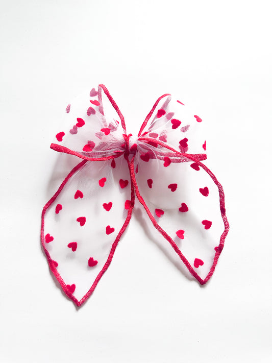Red hearts Large Fable tulle bow