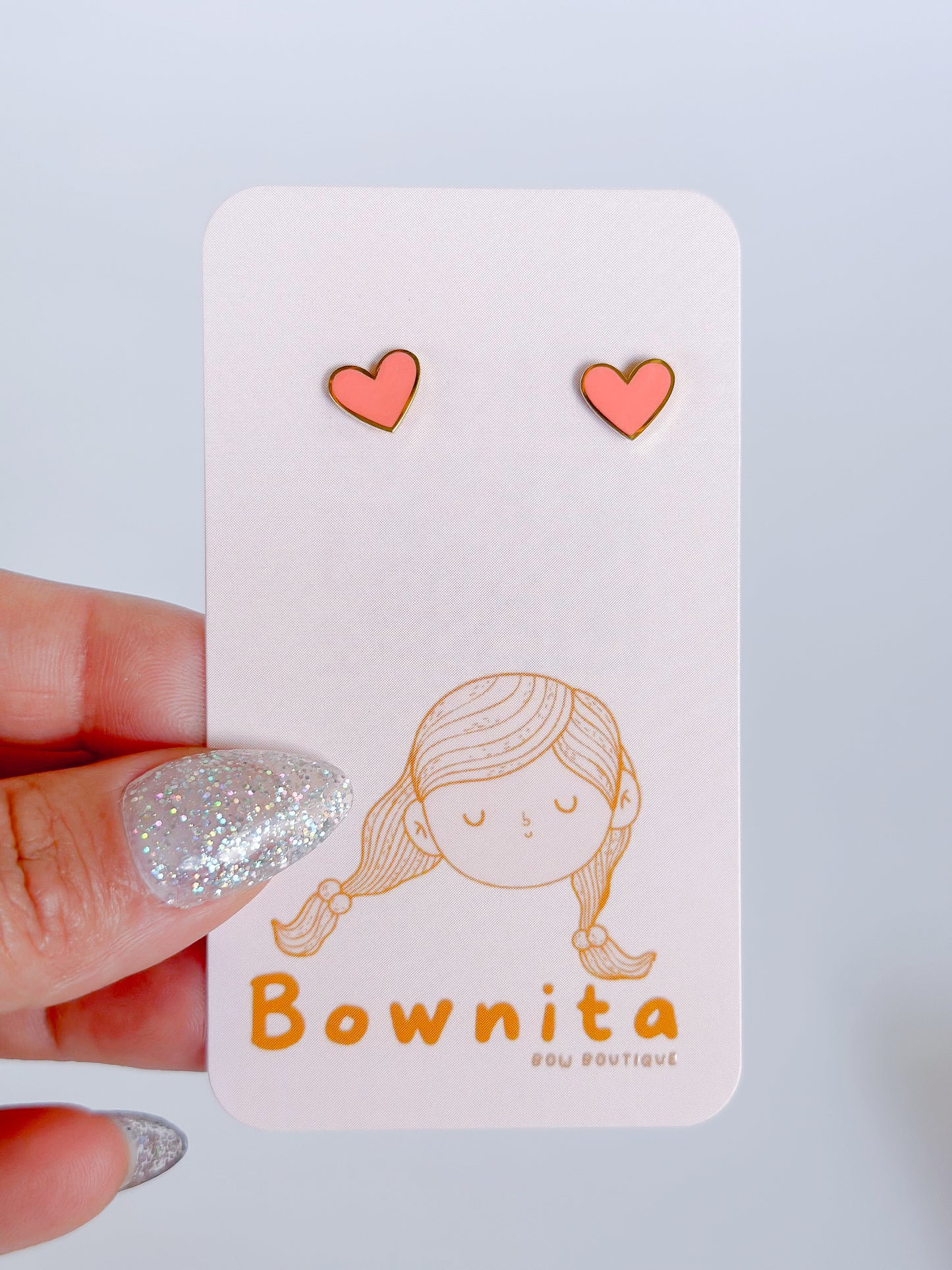 Sweet Heart Flat Back Stud Earrings