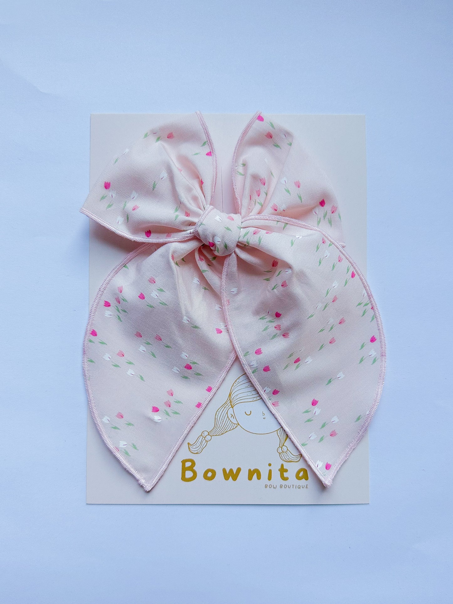 Spring Tulips Pink Large Fable Bow
