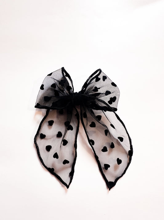 Black hearts Large Fable tulle bow