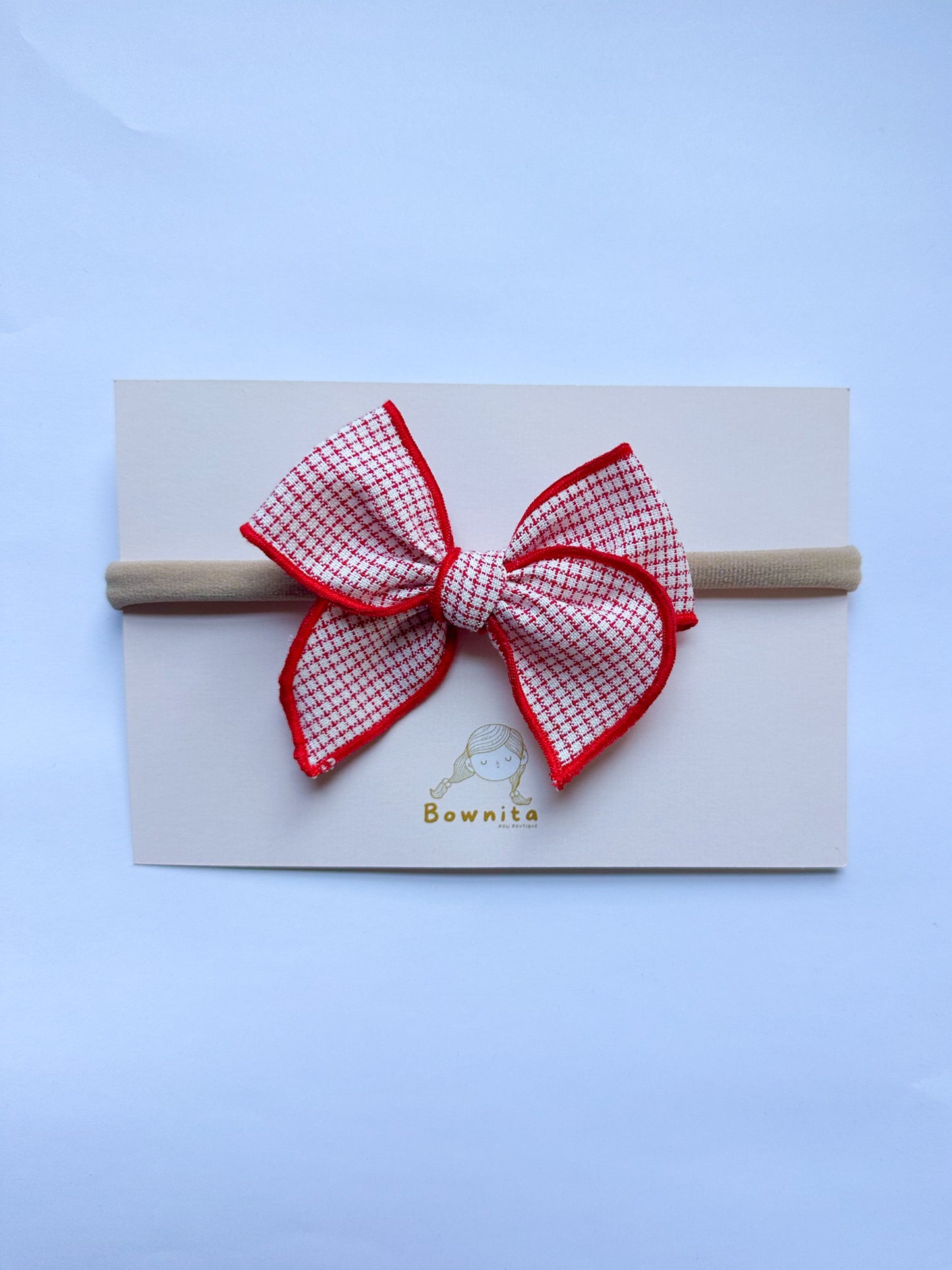 Vintage Red Baby Checked Baby Headband