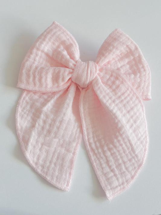 Soft Pink Muslin Large Fable Bow