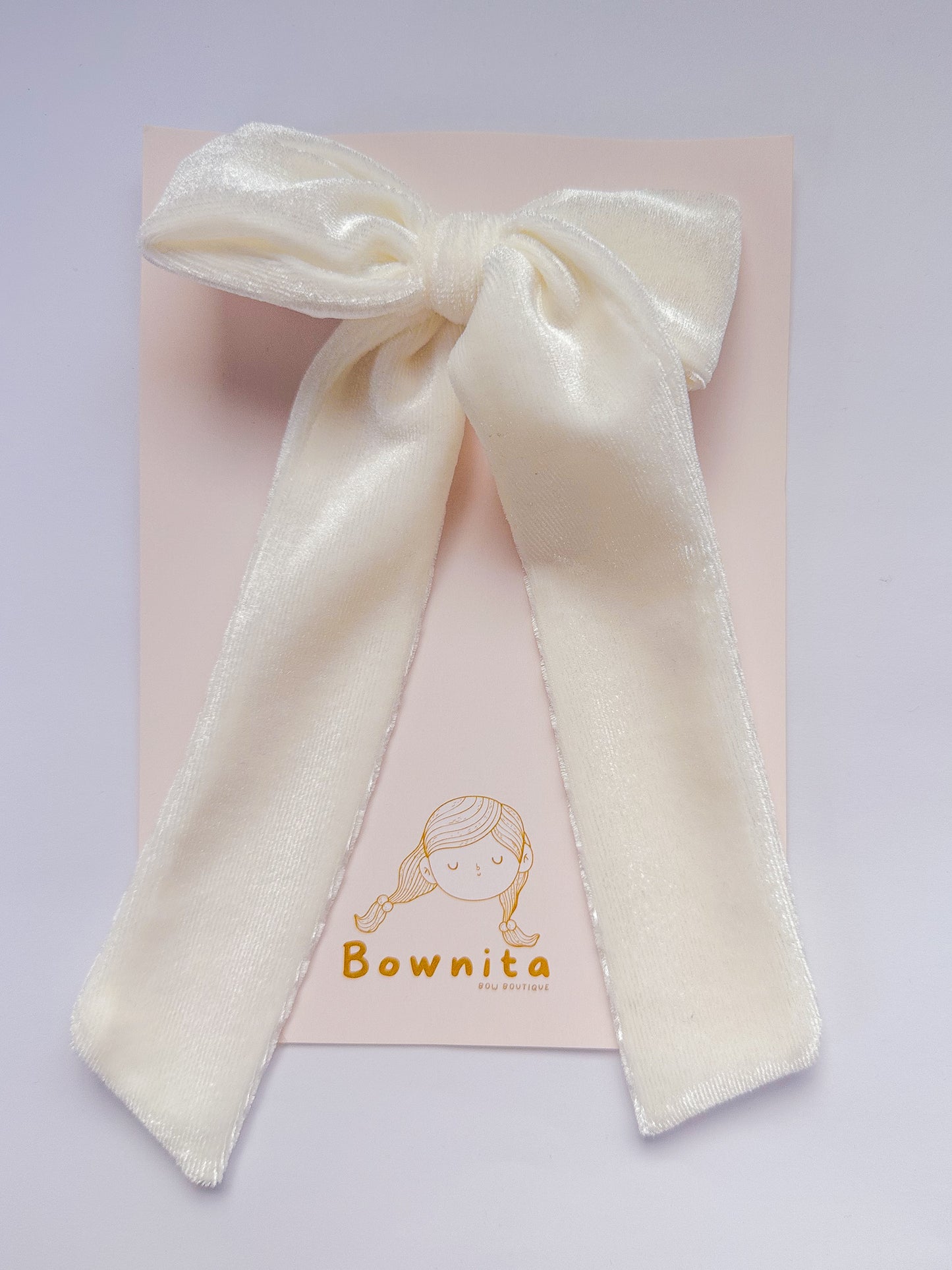 White Velvet Long Leg Bow