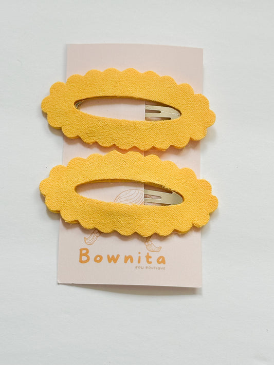Bright Yellow Suede Snap Clip Set