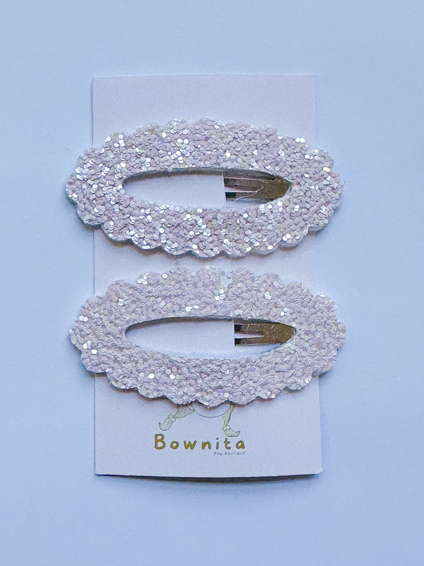 Soft Pink White Glitter Snap Clip