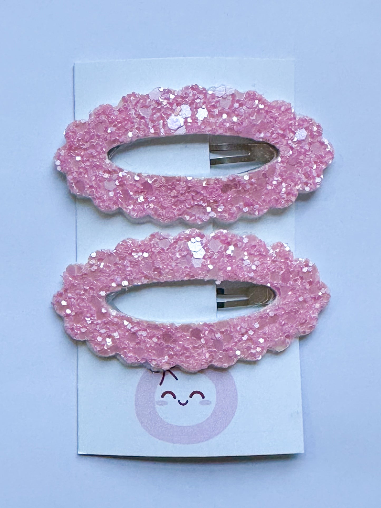 Salmon Pink Glitter Snap Clip