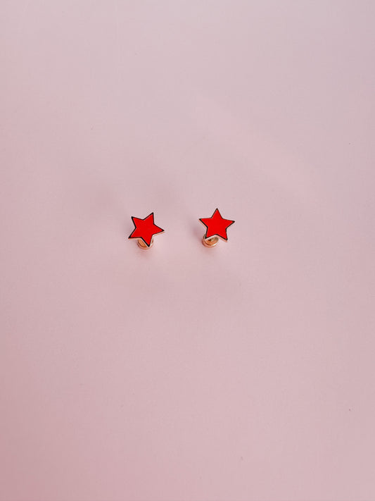Red Star Flat Back Stud Earrings