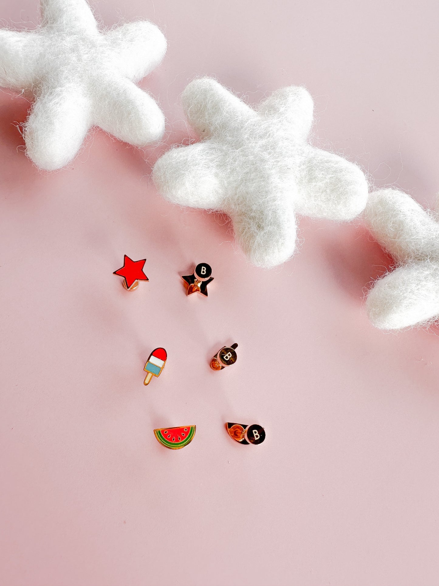 Red Star Flat Back Stud Earrings