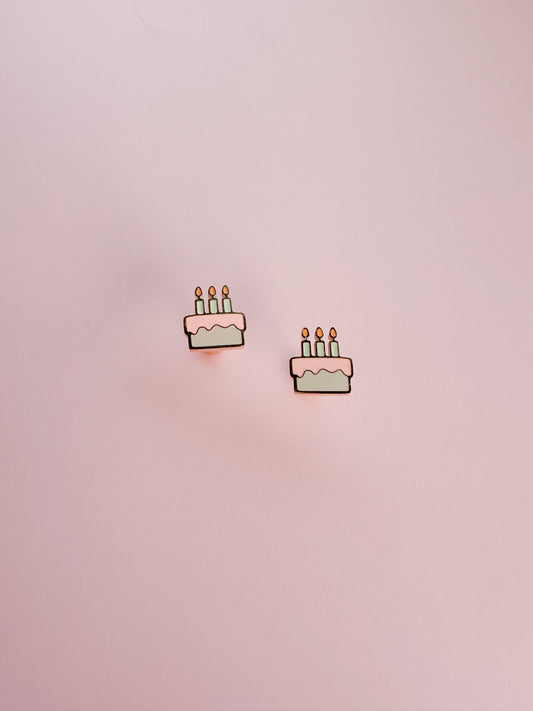 Birthday Cake Flat Back Stud Earrings