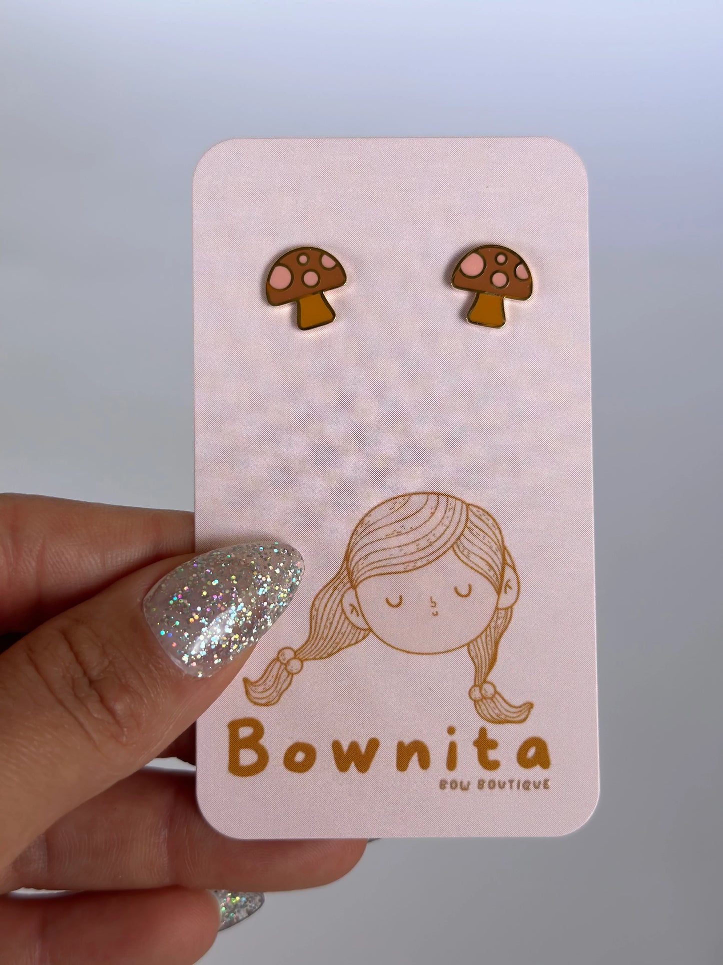 Mushroom Flat Back Stud Earrings lo