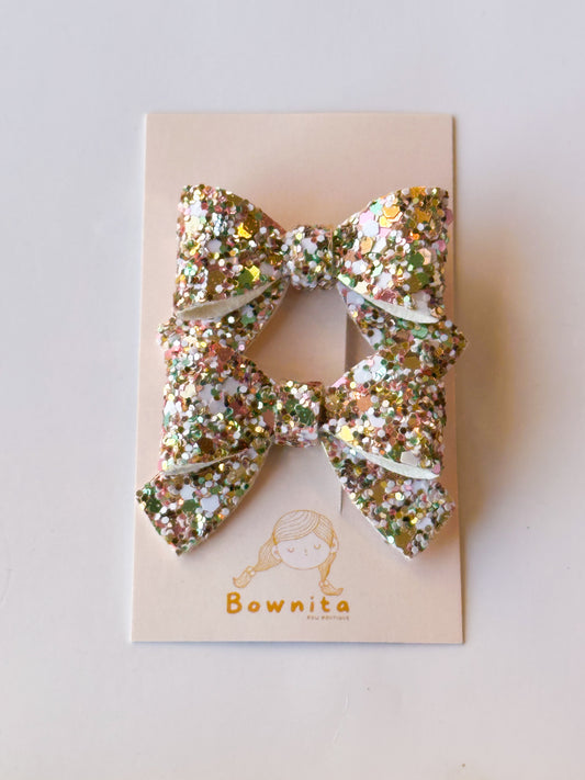 Party gold mix glitter bow set