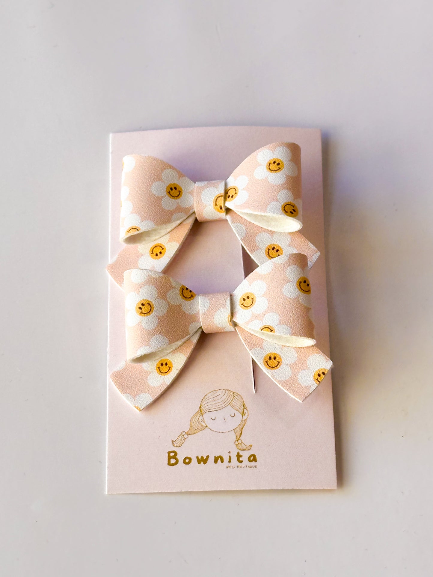 Spring daisies smilies bow set