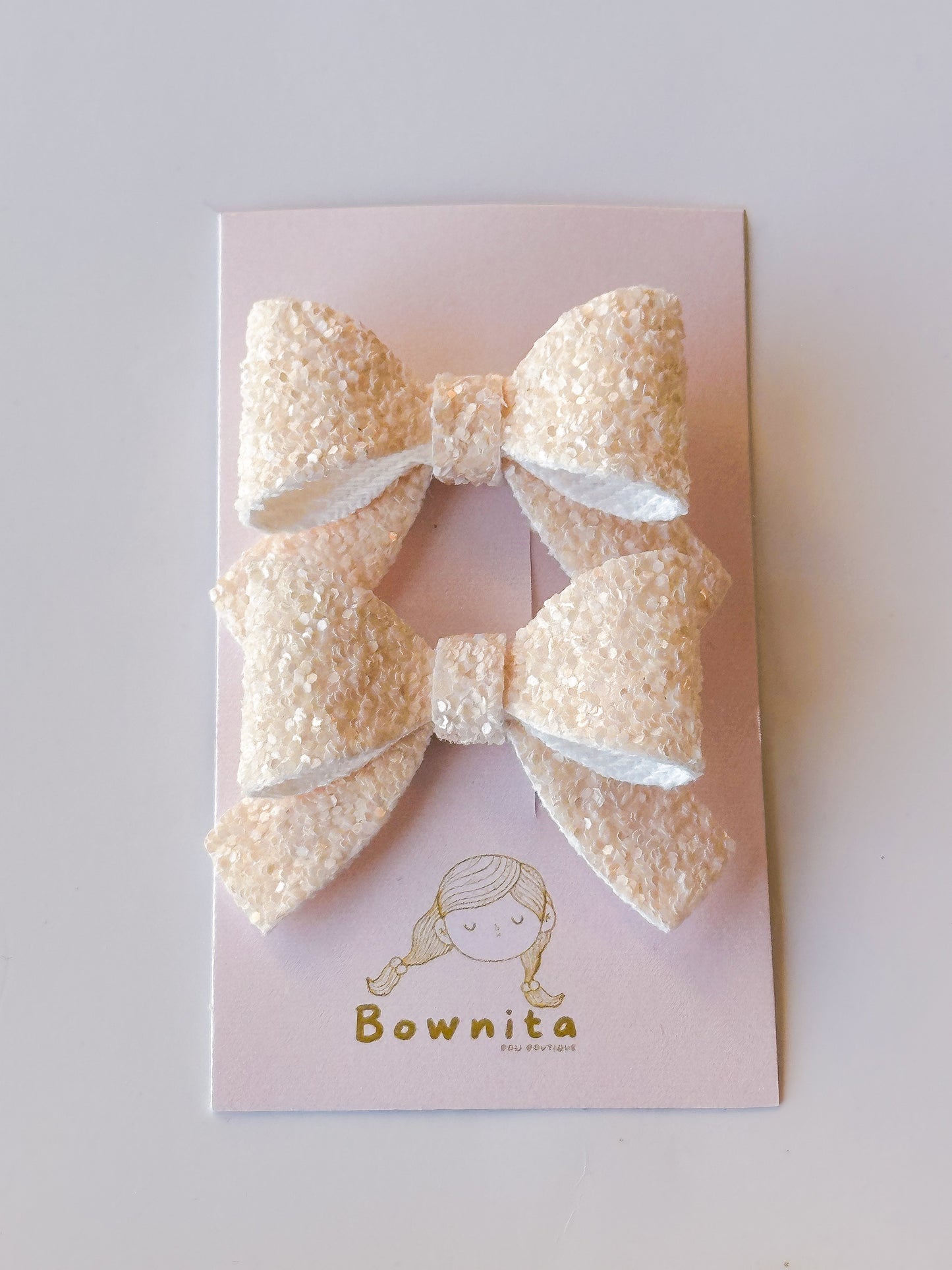 Yellow beige glitter bow set