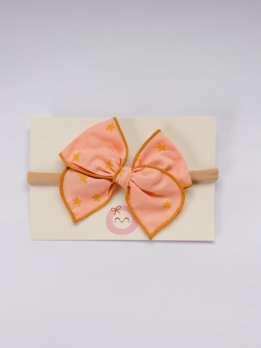 Peach Stars Bow newborn headband