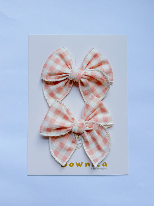 Peach Gingham Piggies