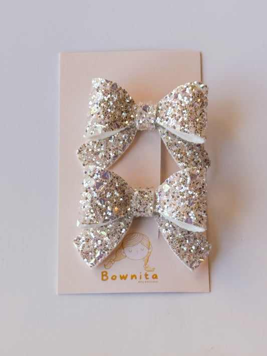 Cool crystalline jewel glitter bow set