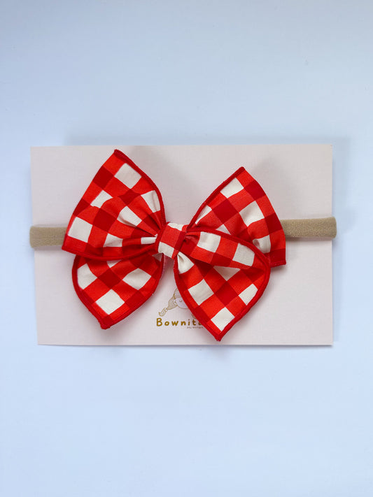 Candy apple Red checkered newborn headband