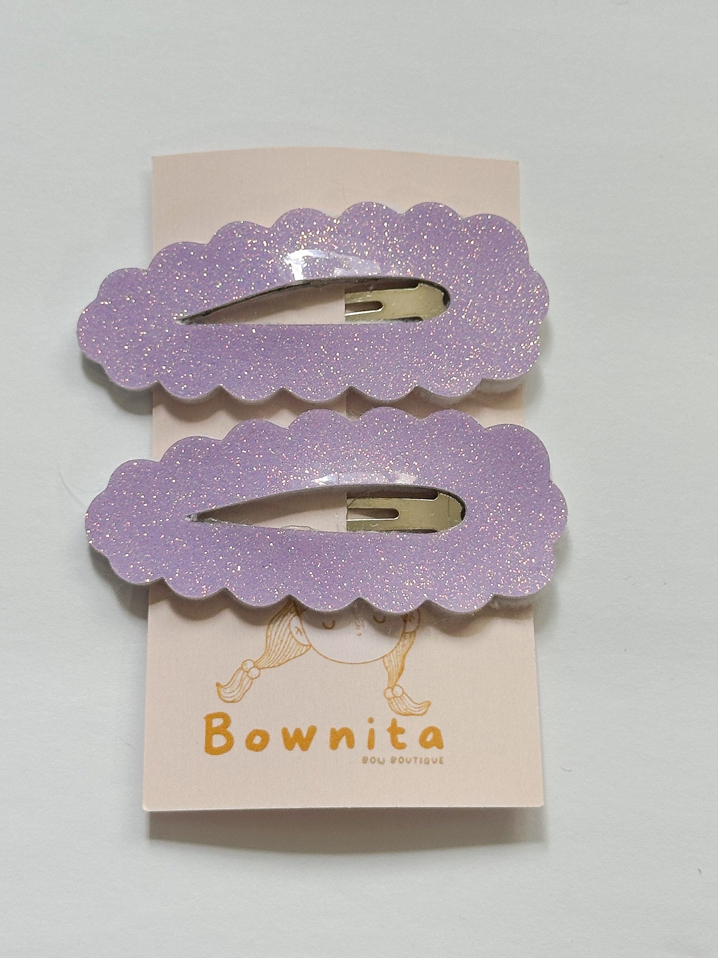 Light purple encapsulated glitter Snap Clip Set