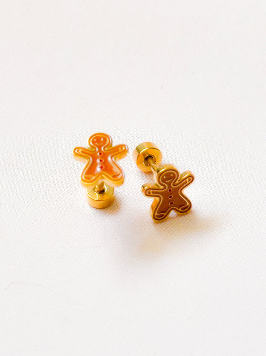 Gingerbread man Flat Back Stud Earrings
