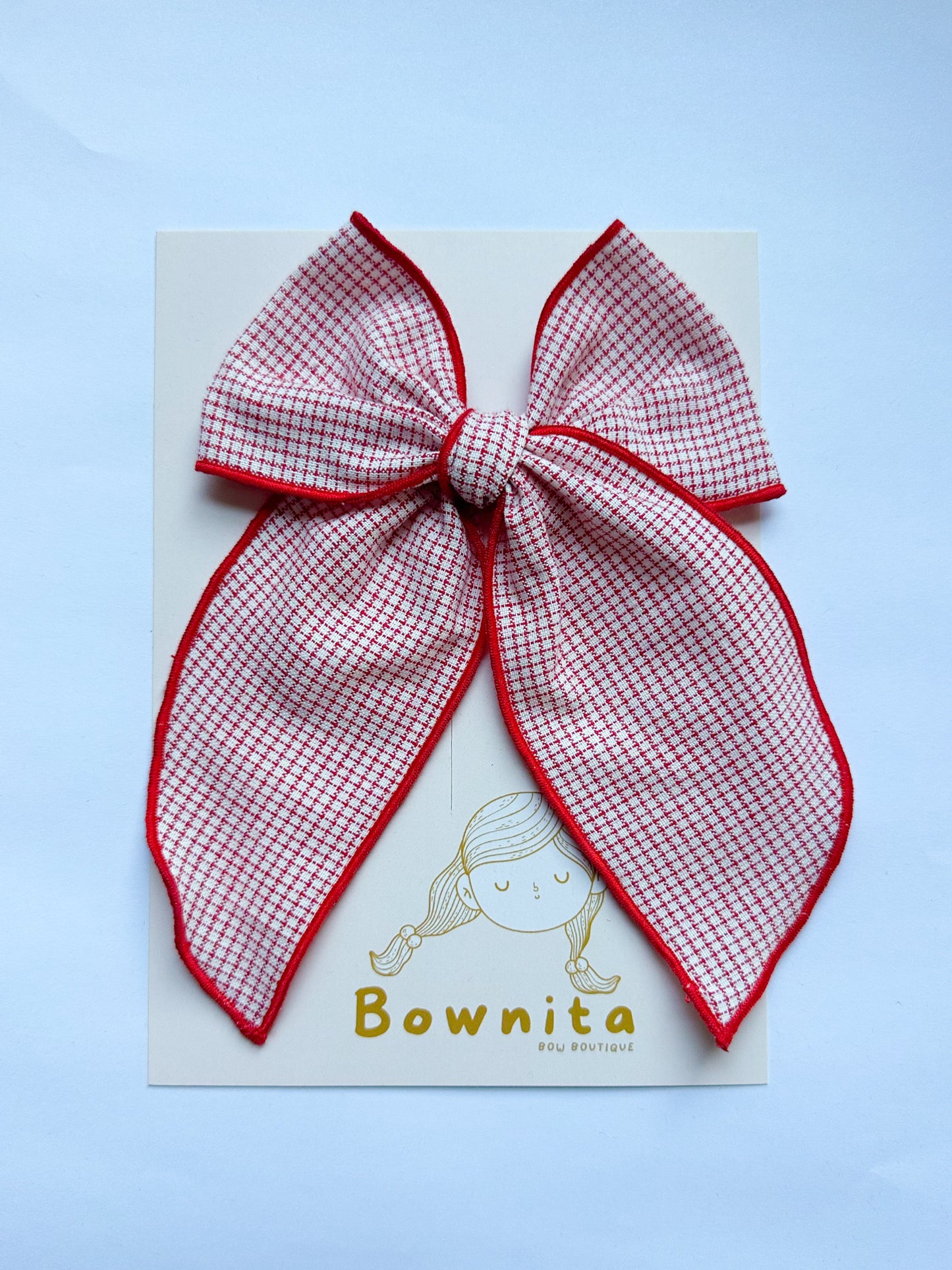 Vintage Red Baby Checkered Large Fable Bow
