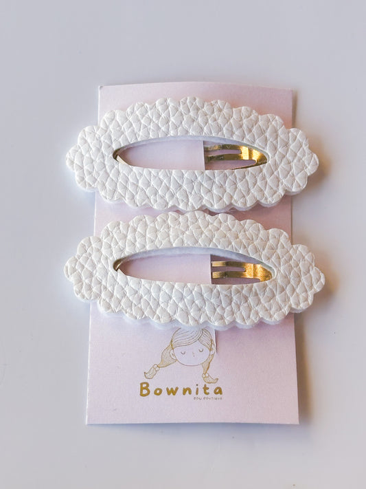 Matte white scallop snap clip