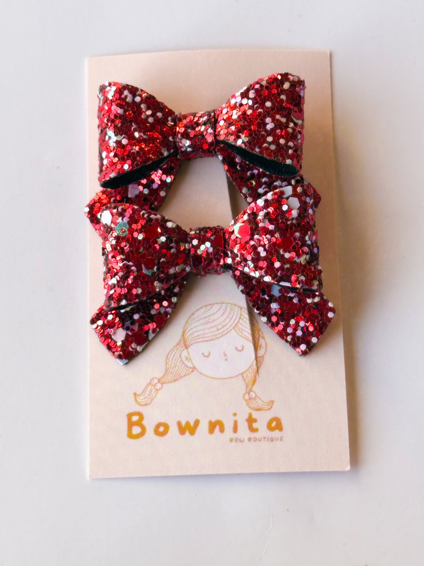 Holiday Red glitter bow set