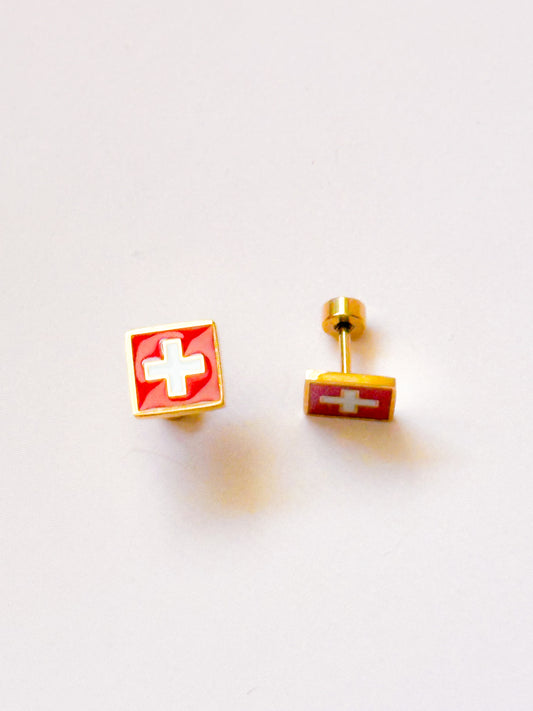 Switzerland Flat Back Stud Earrings