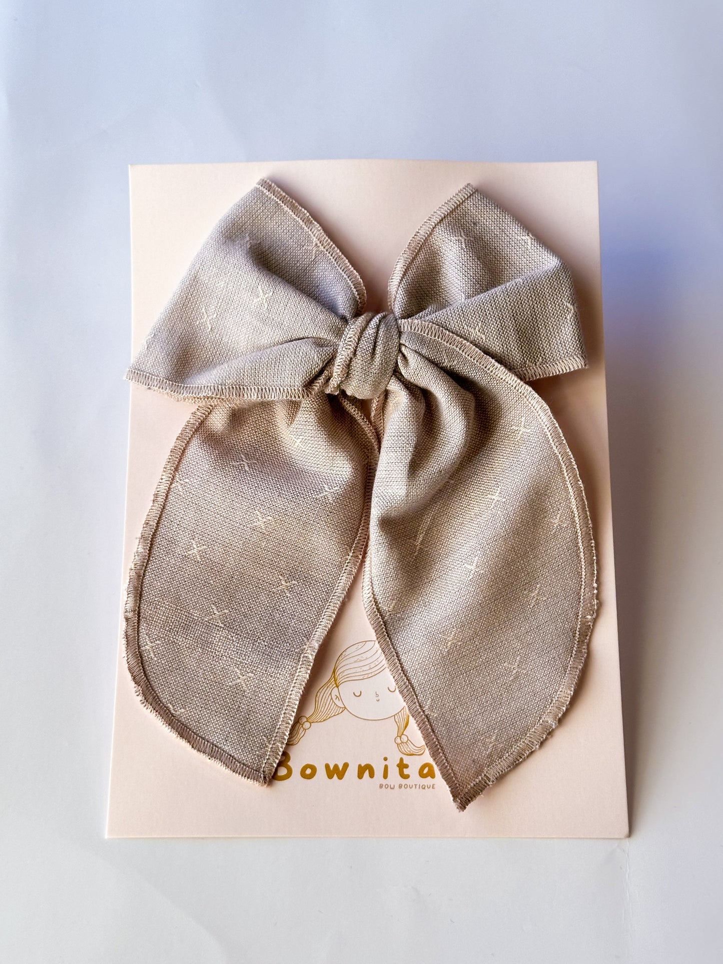 Denim Grey linen bow headband