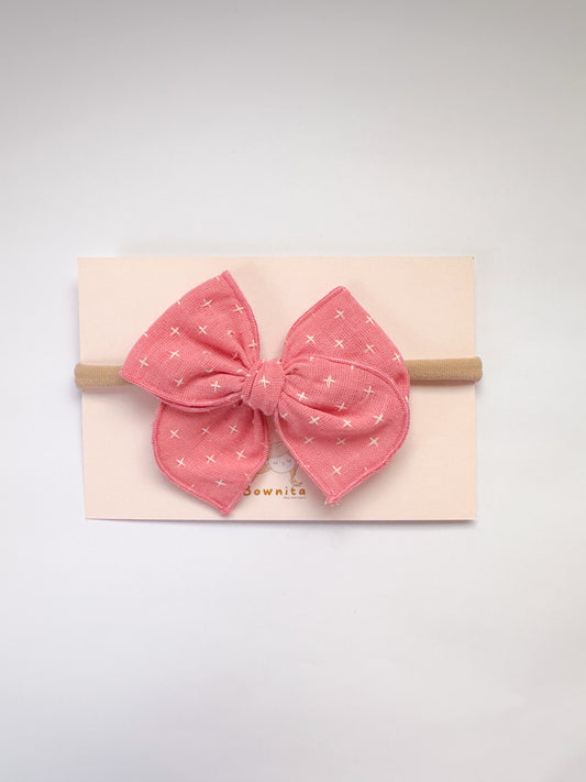 Bubble Gum Pink Textured Linen newborn headband
