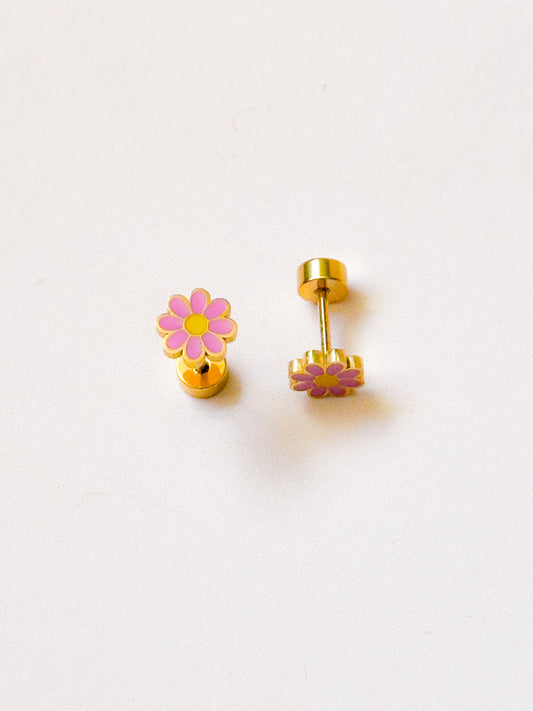 Mauve pink mini Flat Back Stud Earrings