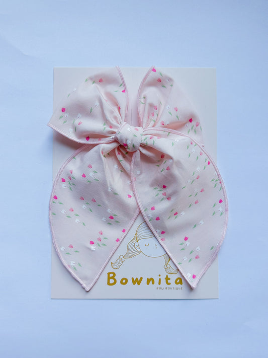 Spring Tulips Pink Large Fable Bow