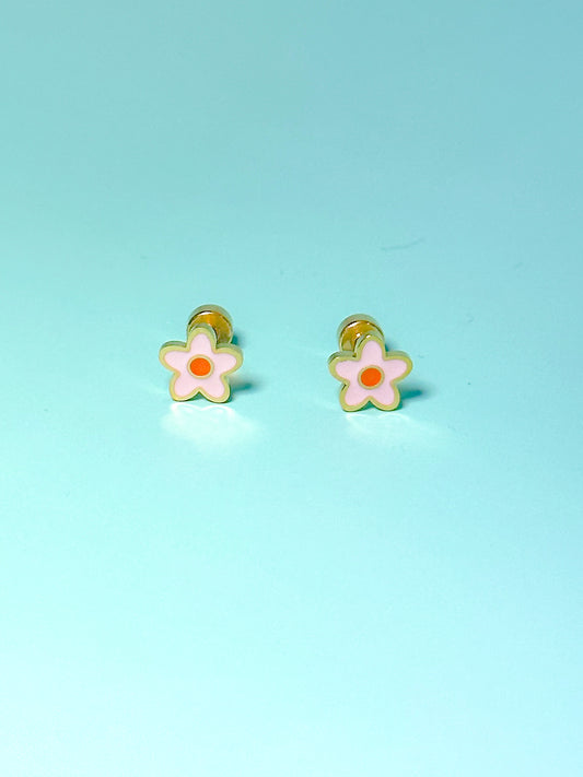 Lilac Darling Flower Flat Back Stud Earrings