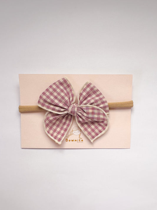 Lavender Gingham newborn headband