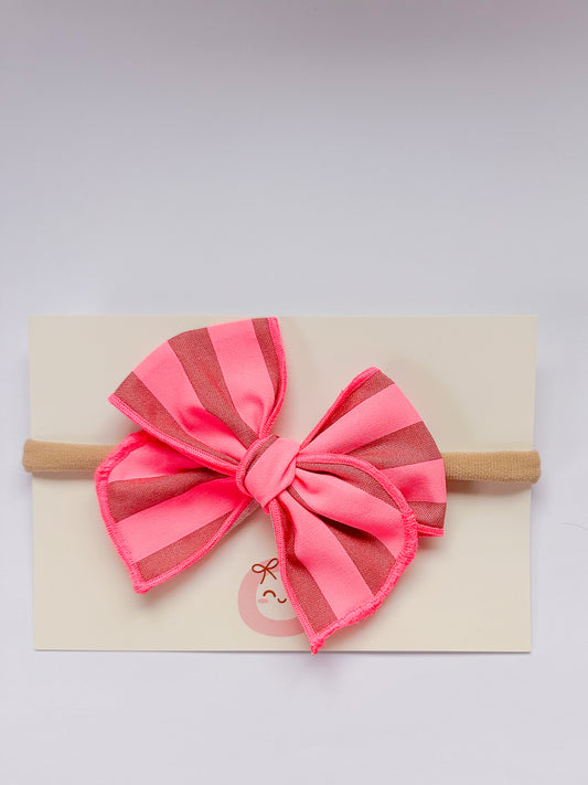 Neon Pink and Brown newborn headband