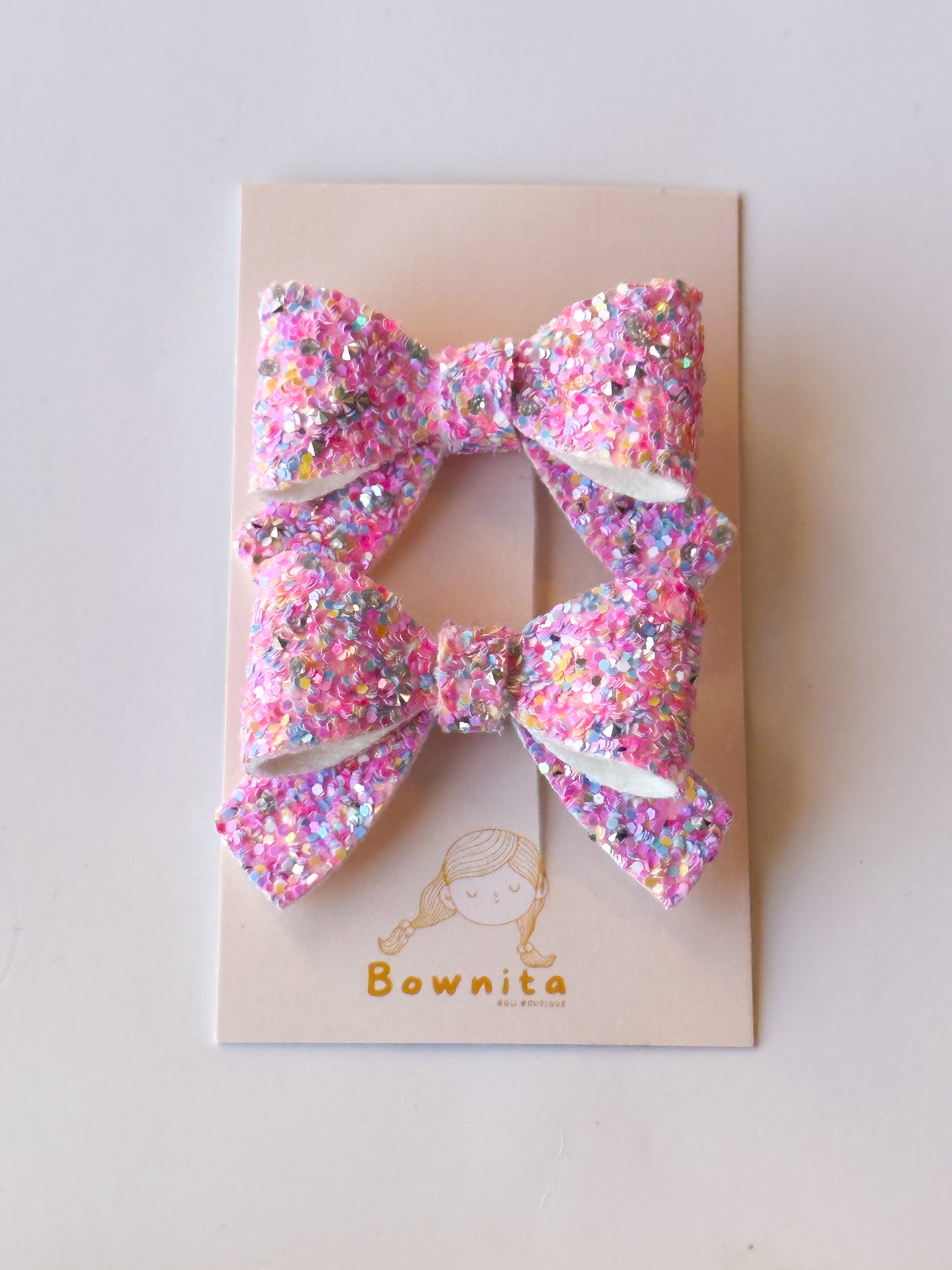 Party pink glitter bow set