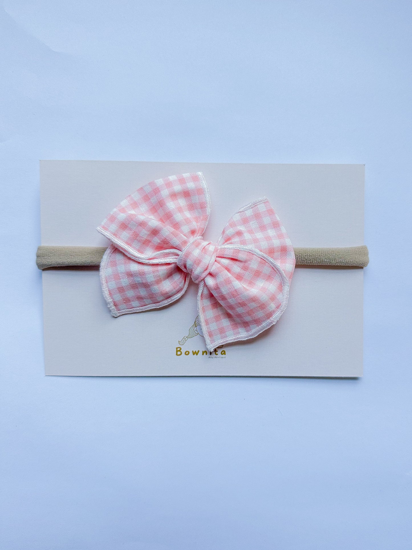 Baby Pink Gingham Baby Headband
