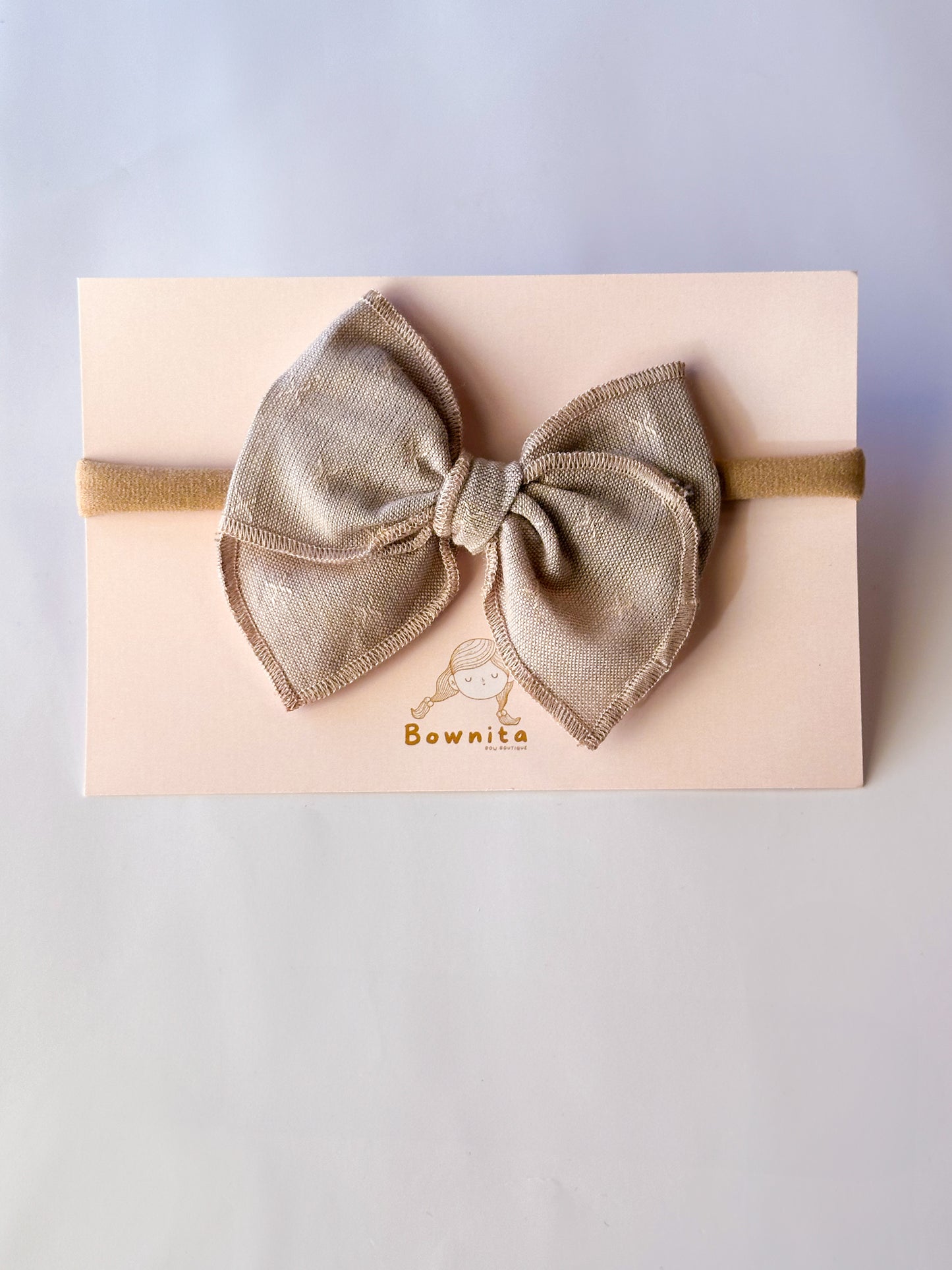 Denim Grey linen bow headband