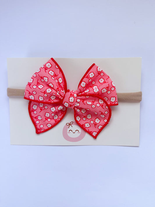 Red Bloom Daisy newborn headband