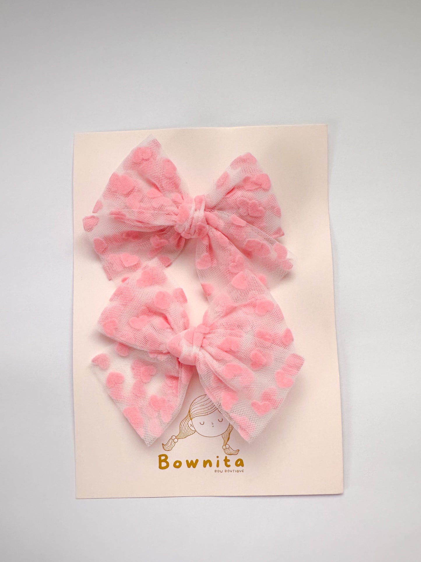 Pink Hearts Tulle Bow Piggies