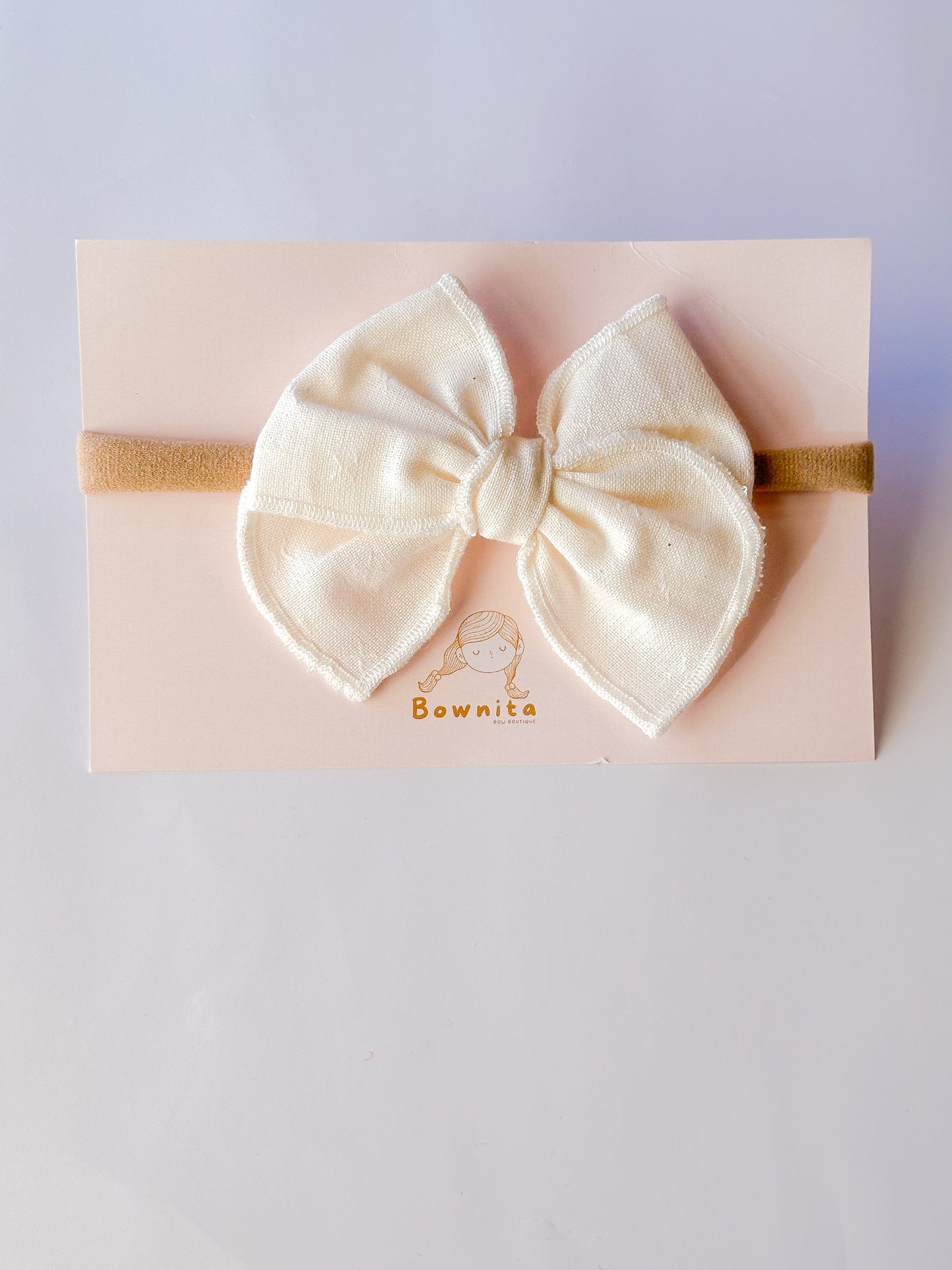 Beige linen bow