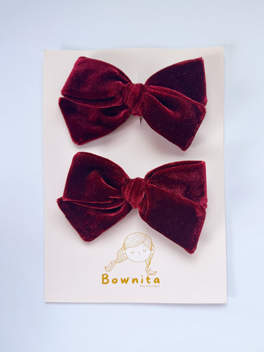 Burgundy Velvet tie piggies