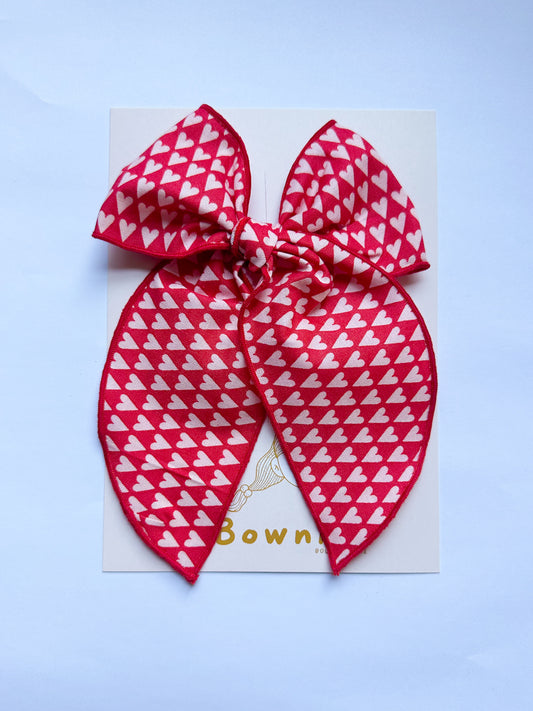 Valentines Red Hearts Large Fable Bow