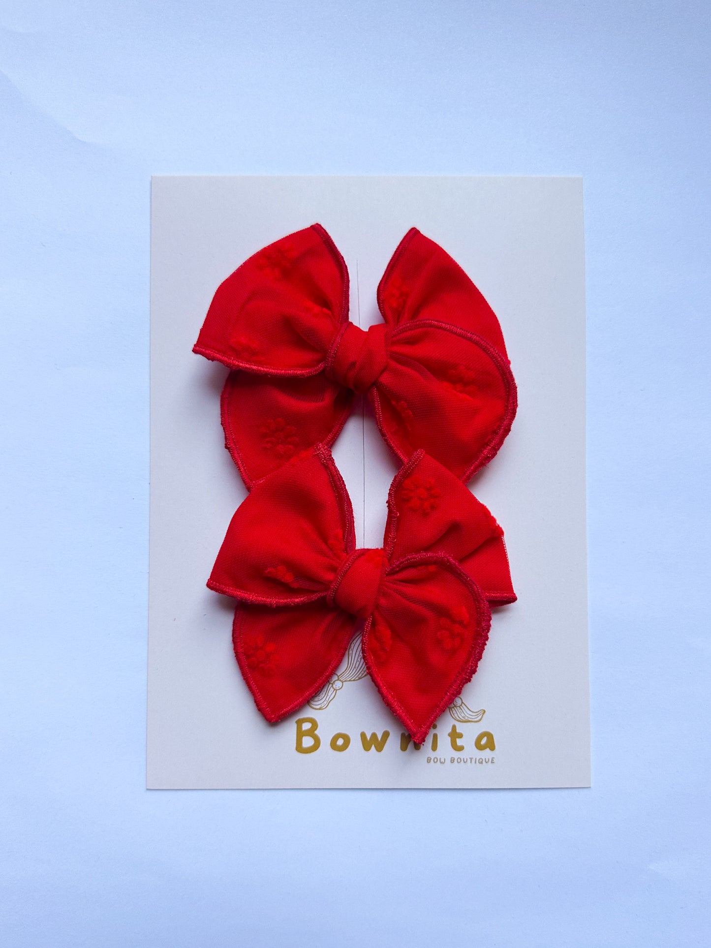 Red Floral Double Linned Tulle Piggies