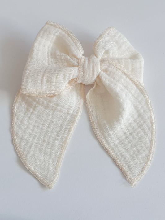 Beige Muslin Large Fable Bow