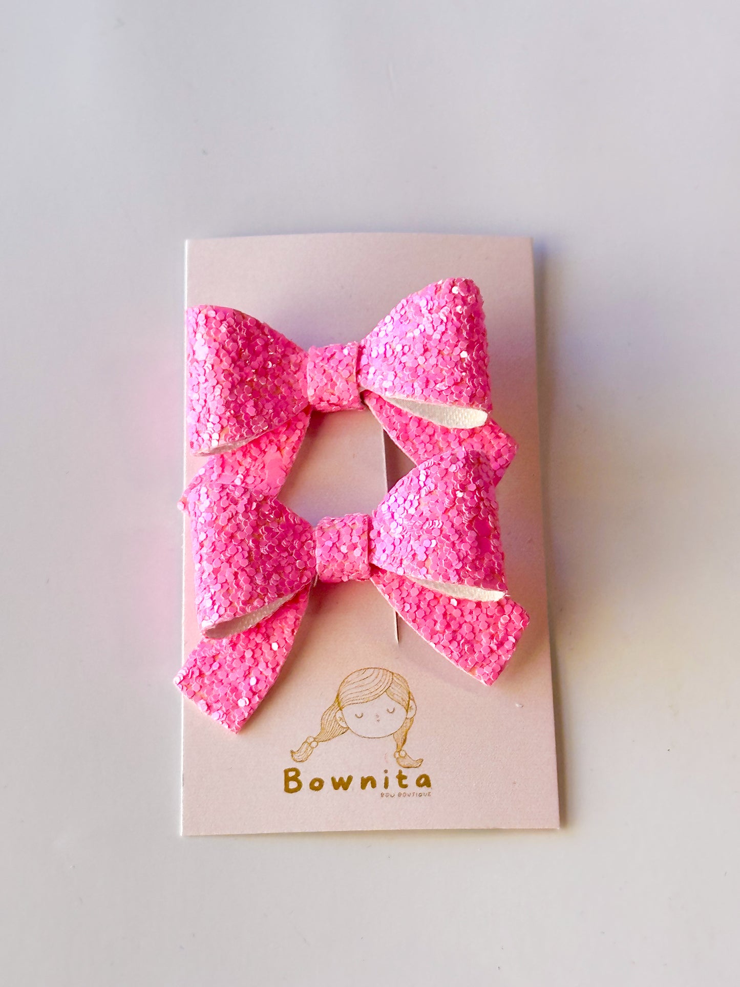 Hot pink glitter bow set