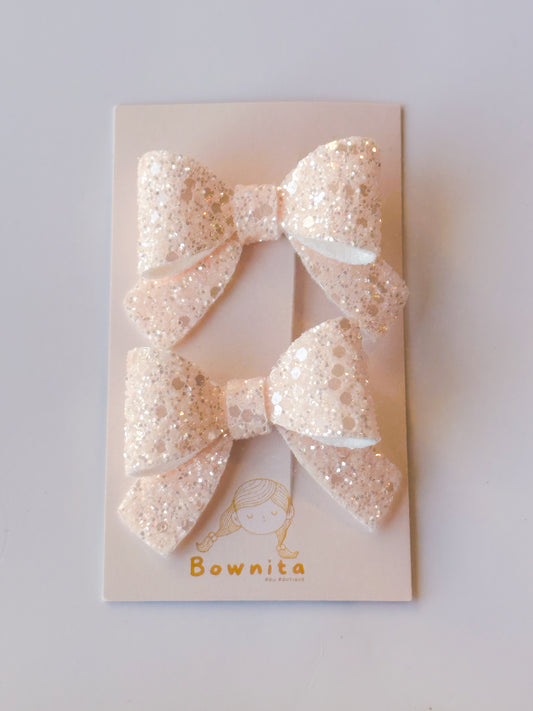 Peach jewel glitter bow set