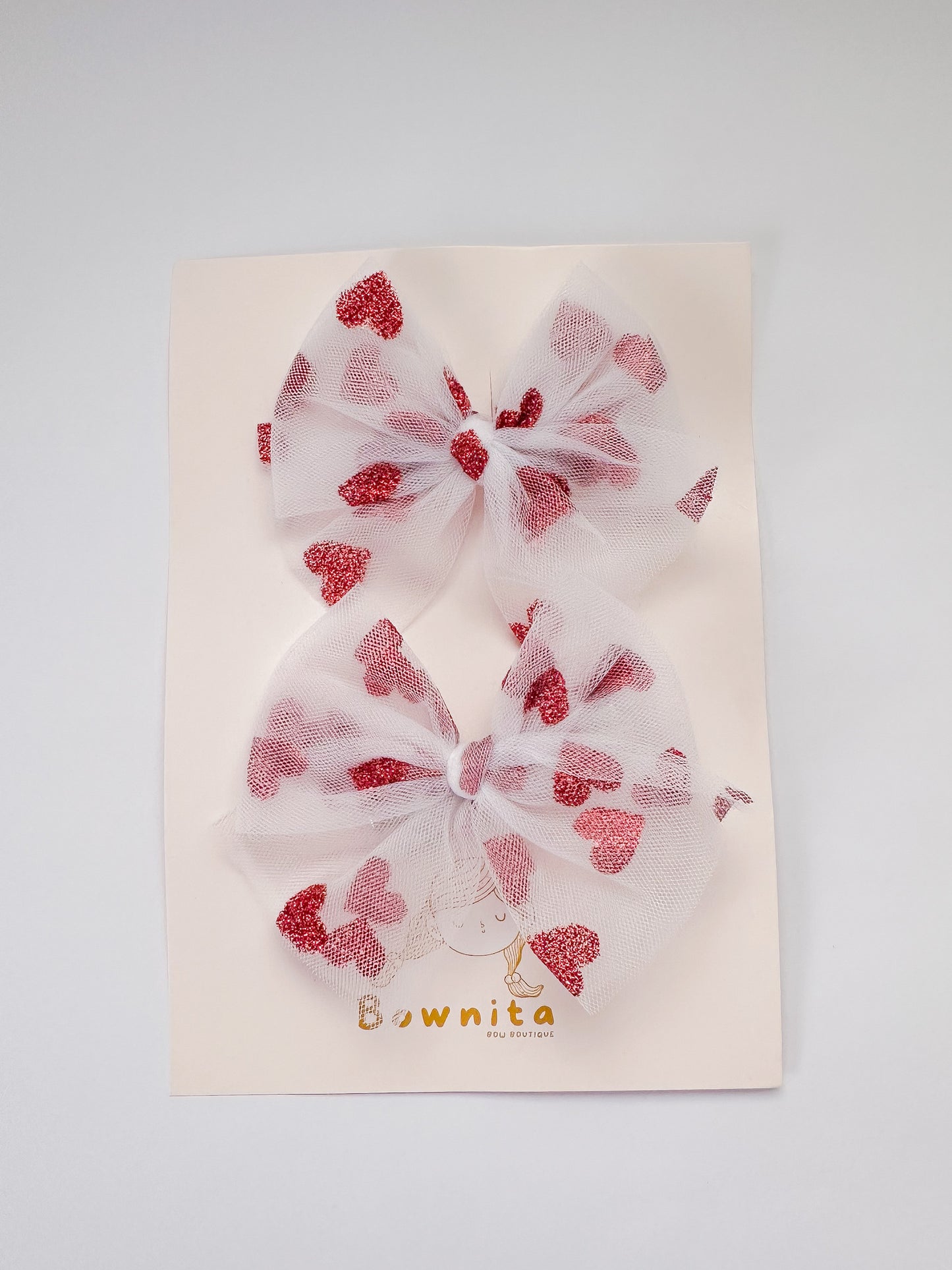 Glitter Hearts on White Tulle Piggies set