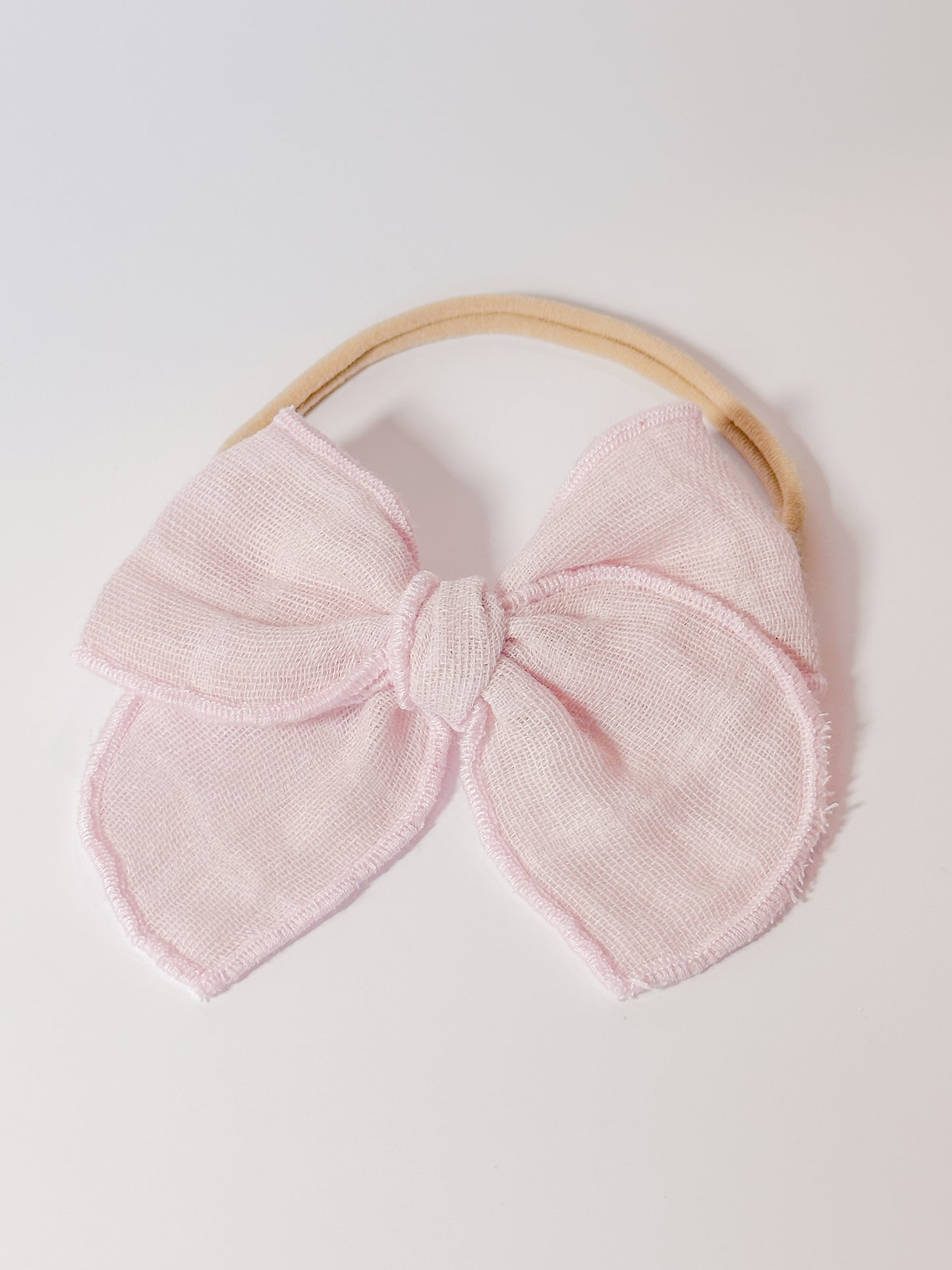 Off pink gauze newborn headband