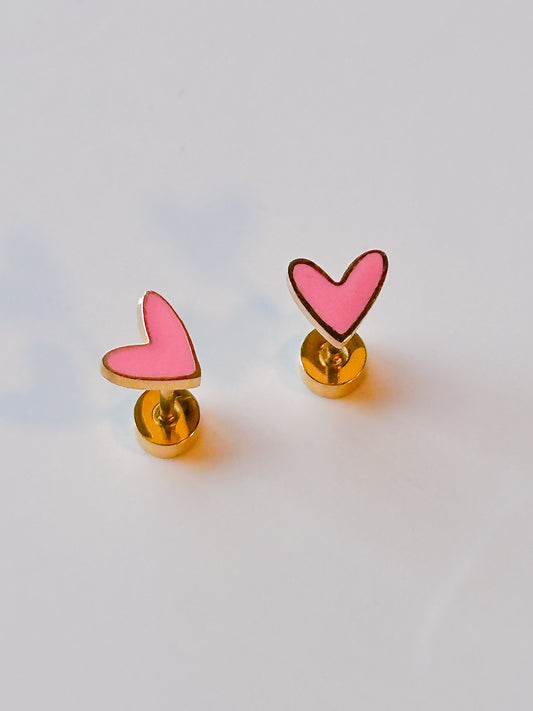 Dainty Sweet Heart Flat Back Stud Earrings