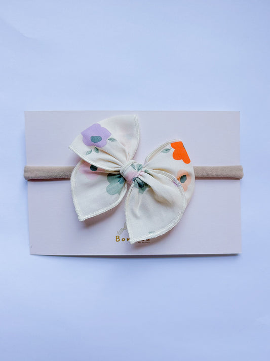 Retro Beige Floral Baby Headband